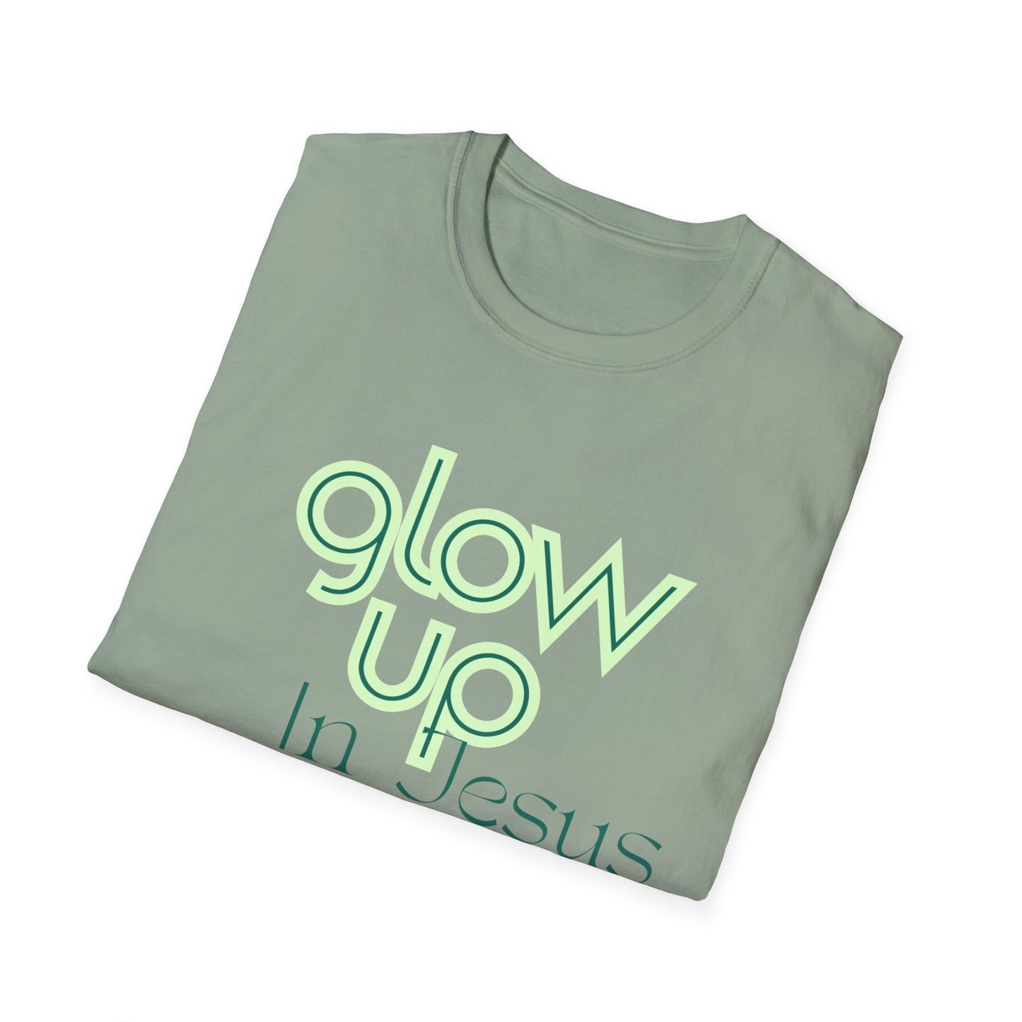 Glow Up In Jesus Unisex Softstyle T-Shirt - Inspirational Faith Tee