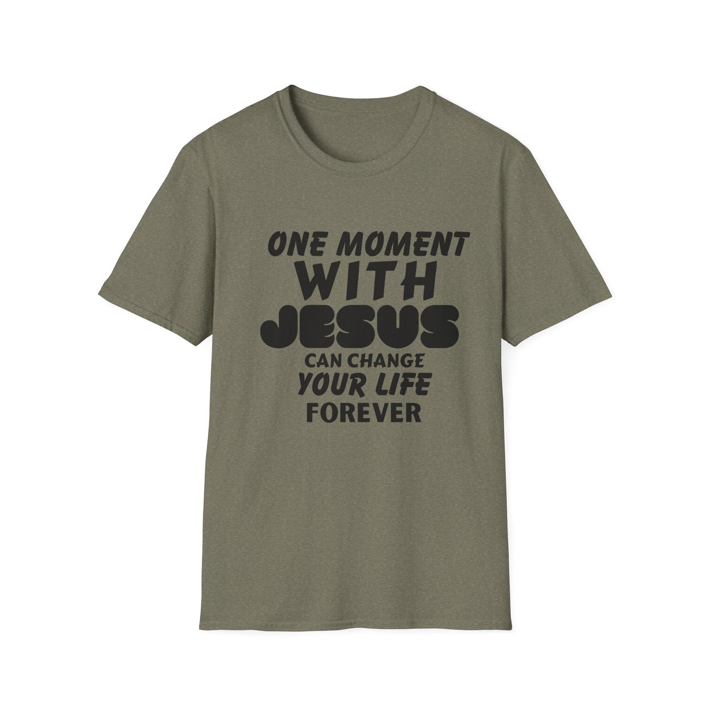 Inspirational Unisex Softstyle T-Shirt - "One Moment With Jesus Can Change Your Life Forever"