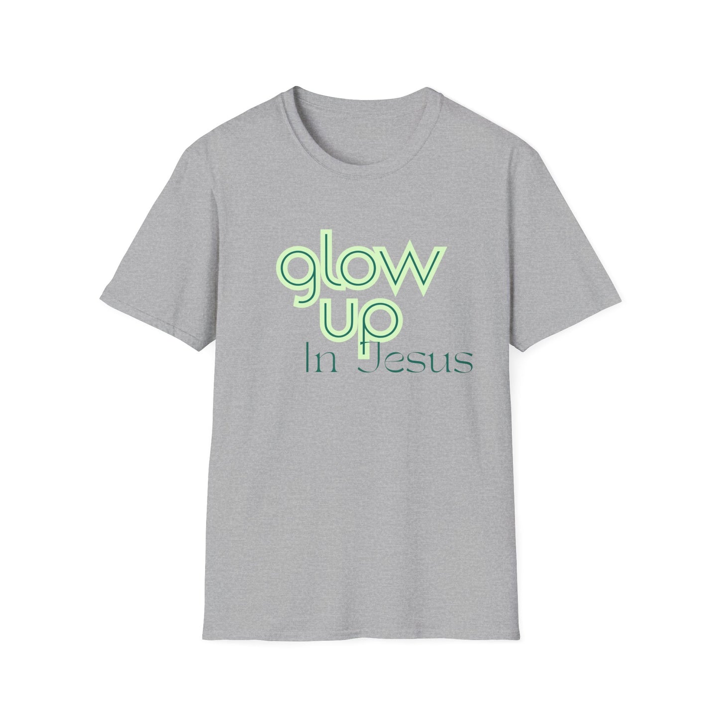 Glow Up In Jesus Unisex Softstyle T-Shirt - Inspirational Faith Tee