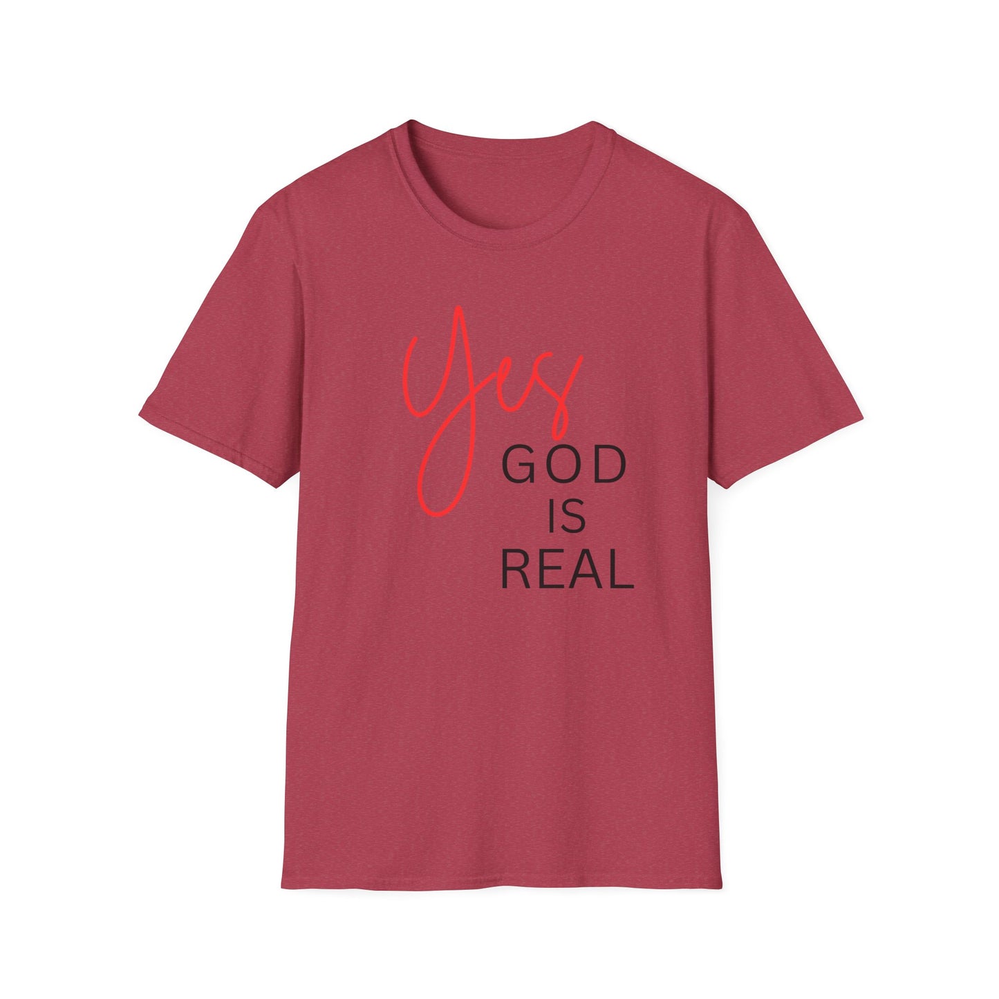 Faith Inspirational Unisex Softstyle T-Shirt - 'Yes God is Real' Statement Tee