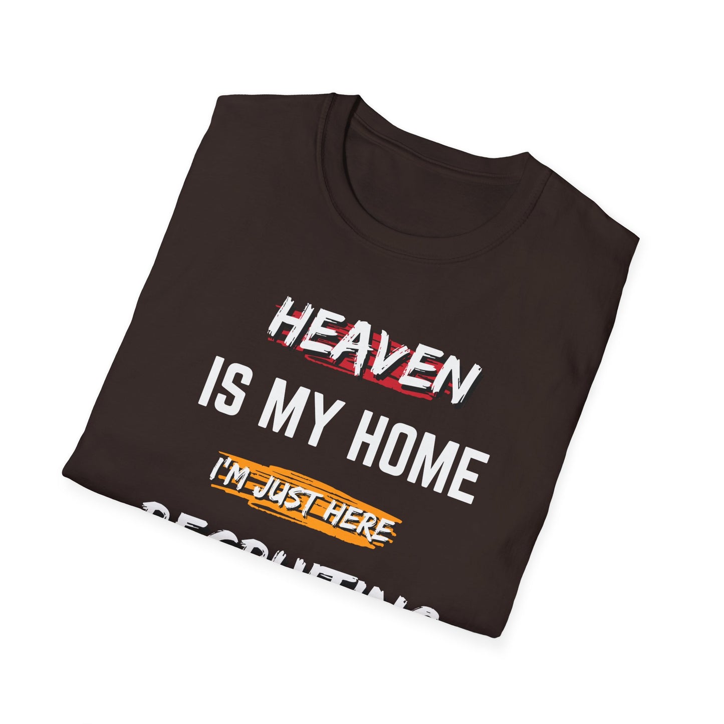 Copy of Heaven Recruiting Unisex Softstyle T-Shirt - Trendy Graphic Tee for Spiritual Enthusiasts