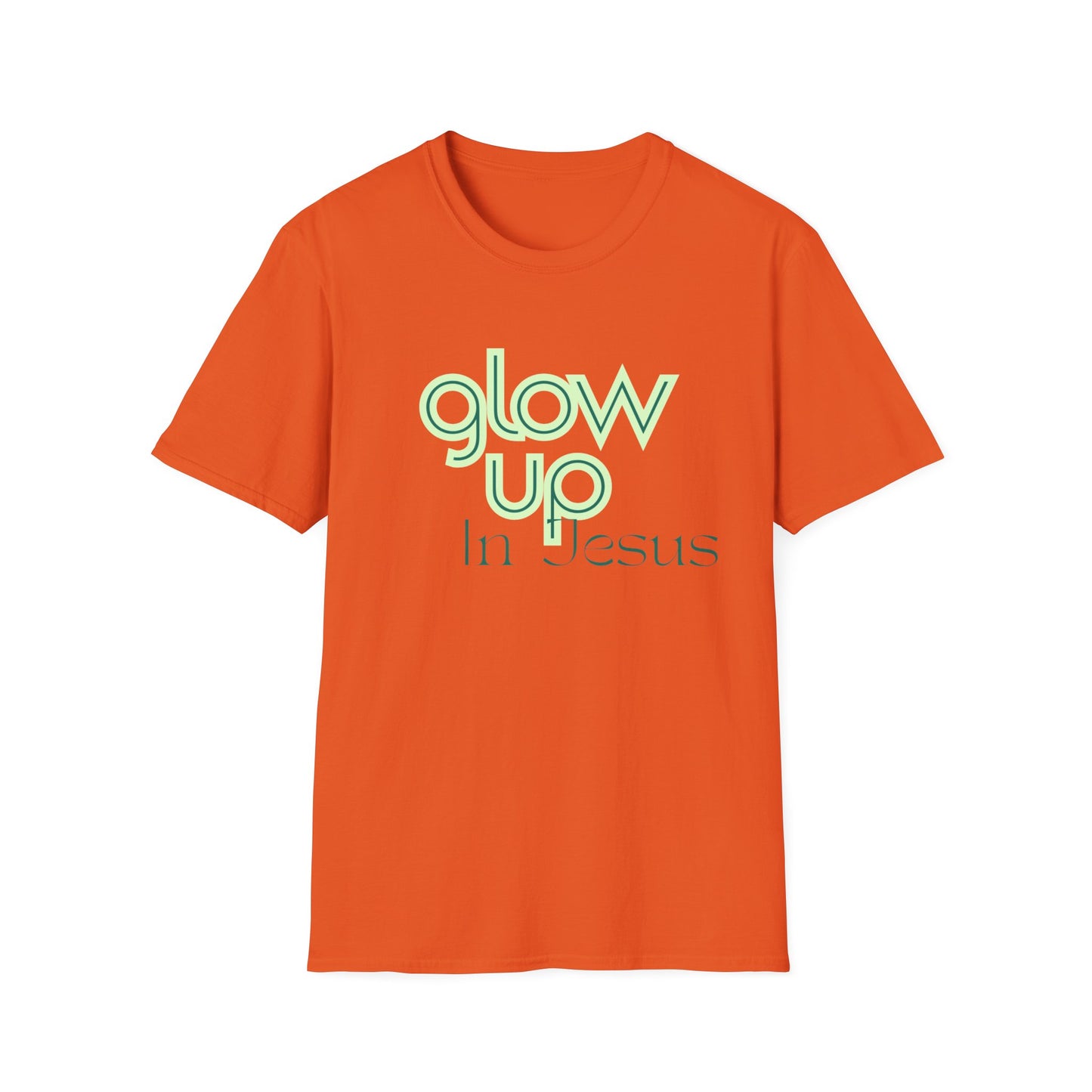 Glow Up In Jesus Unisex Softstyle T-Shirt - Inspirational Faith Tee