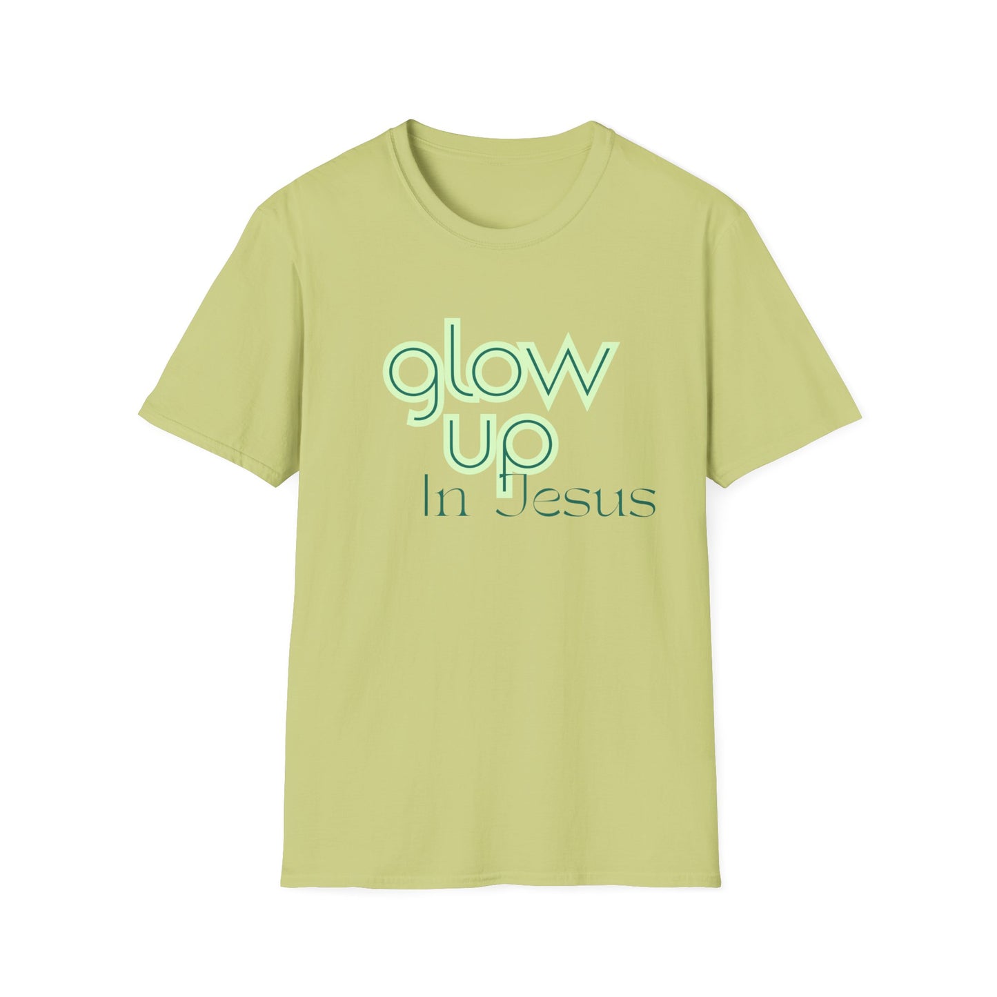 Glow Up In Jesus Unisex Softstyle T-Shirt - Inspirational Faith Tee