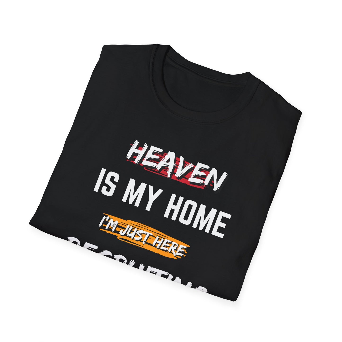 Copy of Heaven Recruiting Unisex Softstyle T-Shirt - Trendy Graphic Tee for Spiritual Enthusiasts