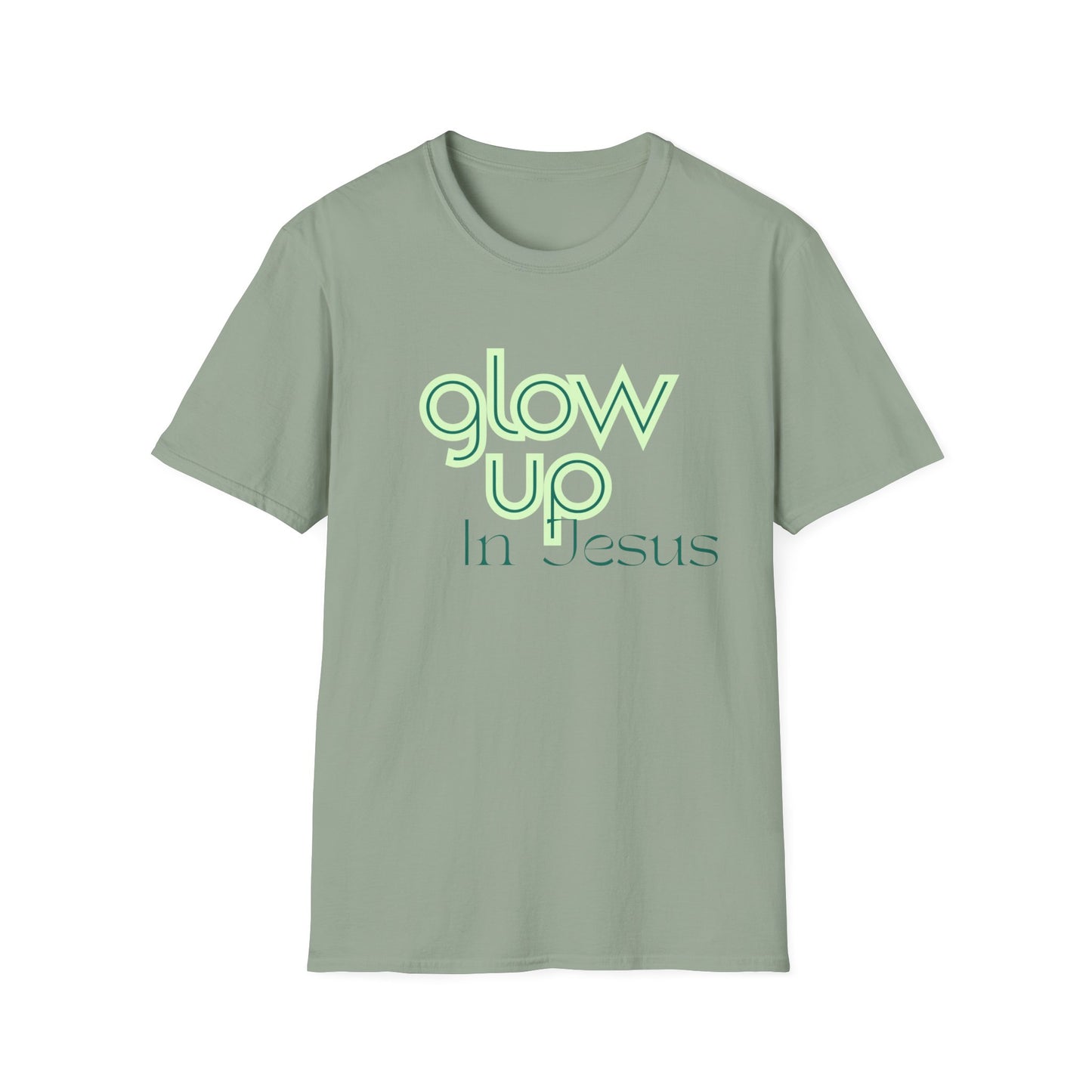 Glow Up In Jesus Unisex Softstyle T-Shirt - Inspirational Faith Tee