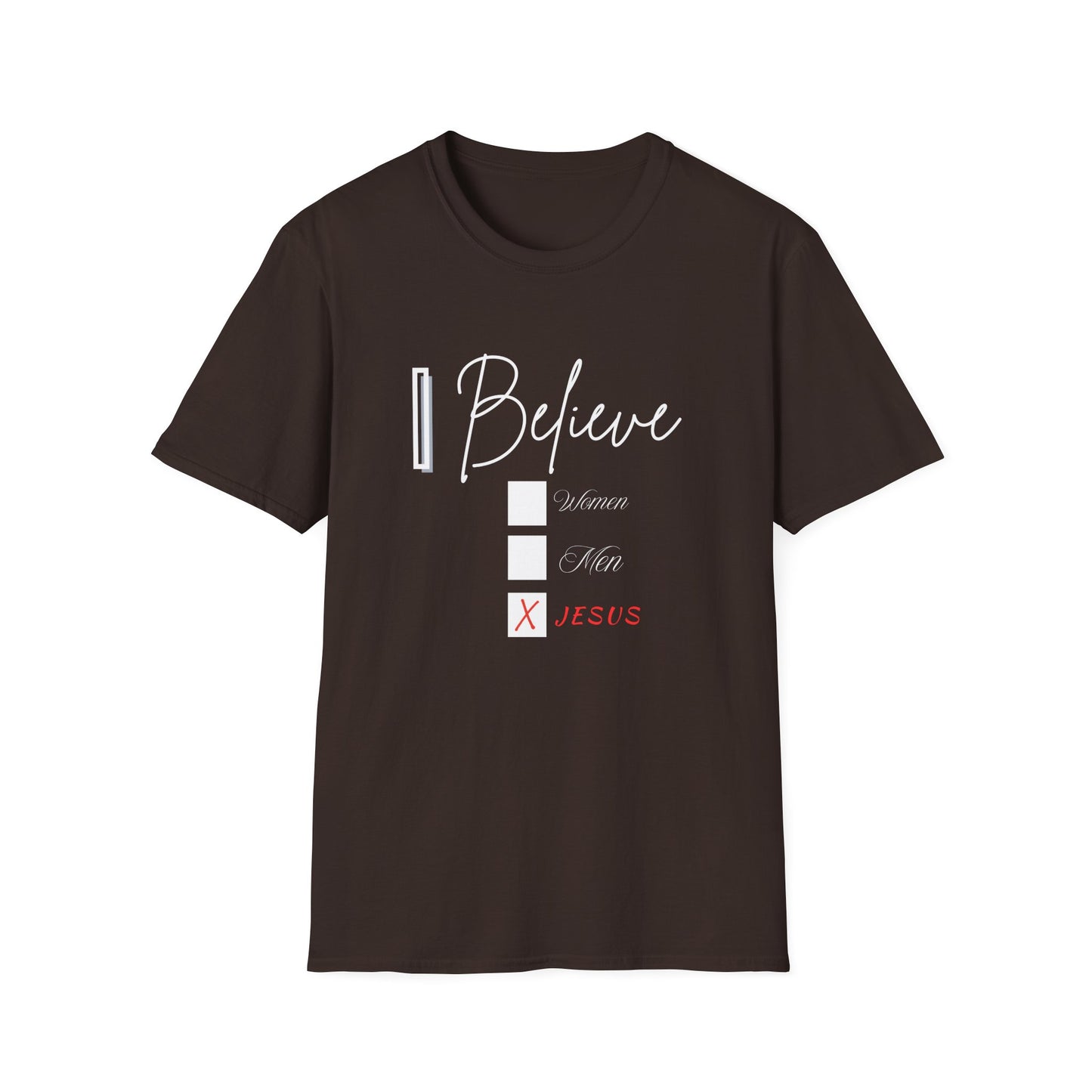 Inspirational Unisex Softstyle T-Shirt - 'I Believe' Faith Design