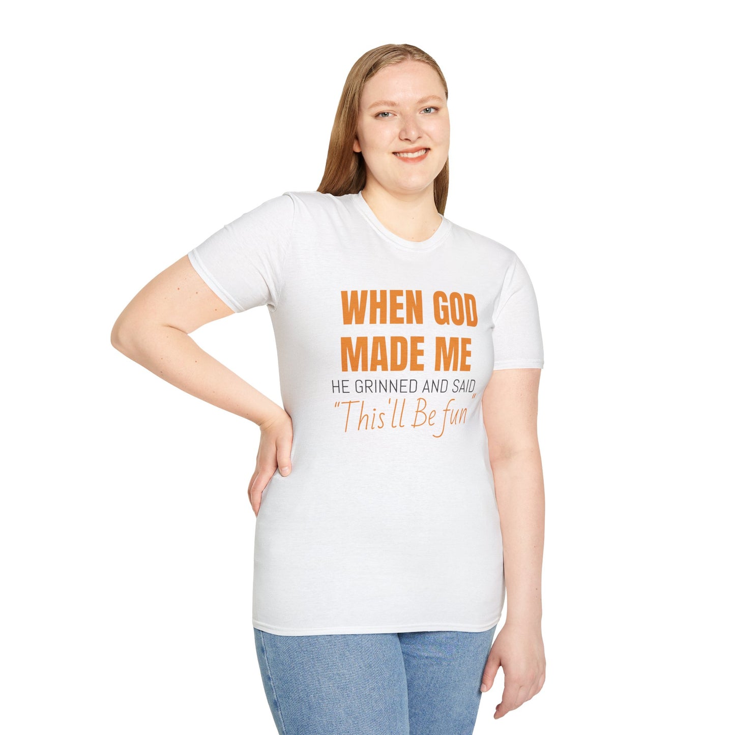 When God Made Me Unisex Softstyle T-Shirt, Fun Graphic Tee for Christians, Inspirational Gift, Casual Wear, Church Event Shirt, [...]
