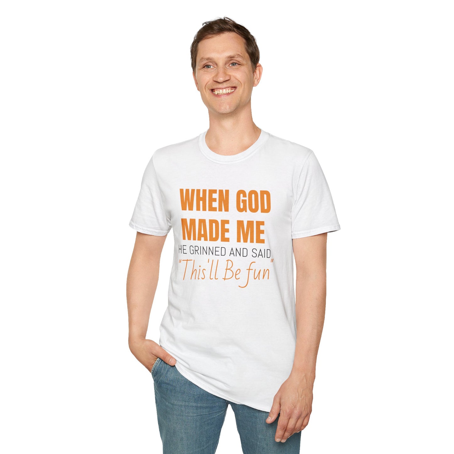 When God Made Me Unisex Softstyle T-Shirt, Fun Graphic Tee for Christians, Inspirational Gift, Casual Wear, Church Event Shirt, [...]