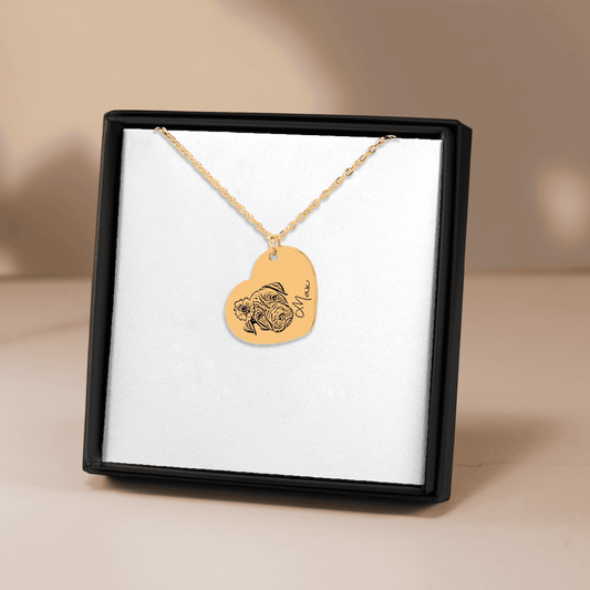 Personalized Pet Portrait Heart Necklace